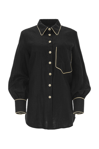 Oversized linen shirt in black - Lita Couture - Modalova