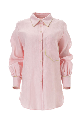 Oversized linen shirt in baby pink - Lita Couture - Modalova
