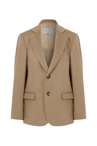 Boxy Wool Oversize Blazer in Camel - Nazli Ceren - Modalova