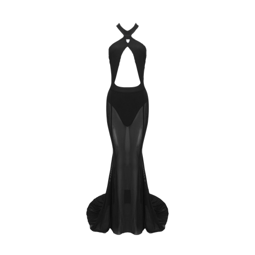 Black cross neckline gown dress - Daniele Morena - Modalova