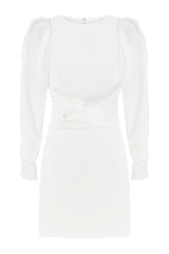 Mini dress with puffed sleeves - Total White - Modalova