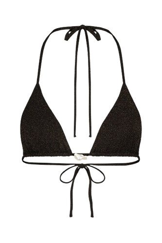 Triangle Bikini with Pearl in Gold Mesh - Top - Sara Cristina - Modalova