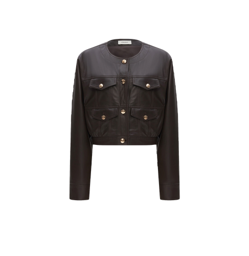 LAMBSKIN LEATHER PLEATED SHORT JACKET - CRUSH Collection - Modalova