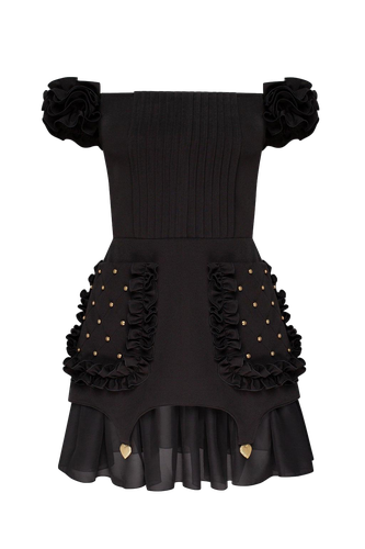 Black Ruffled Dress - Guranda - Modalova