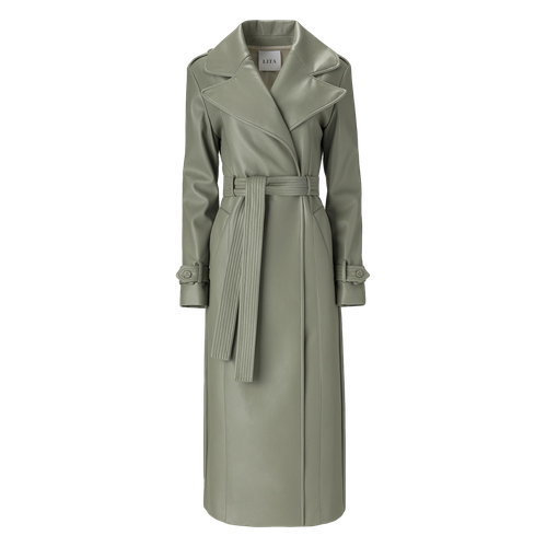 Vegan leather trench coat in green - Lita Couture - Modalova