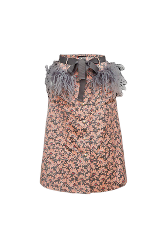 Grey Skirt With Feather Details - ANDREEVA - Modalova