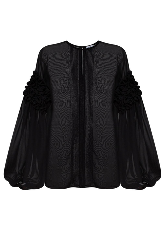 Black Ruffled Blouse - Guranda - Modalova