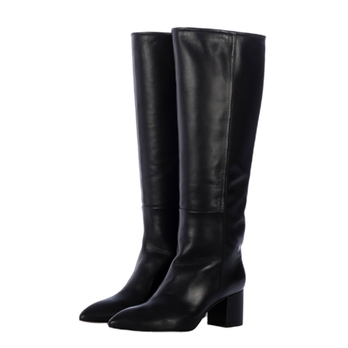 BLACK LEATHER TALL BOOTS - Toral - Modalova