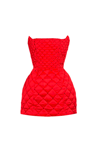 Red crystal quilted mini dress - Compte Spain - Modalova
