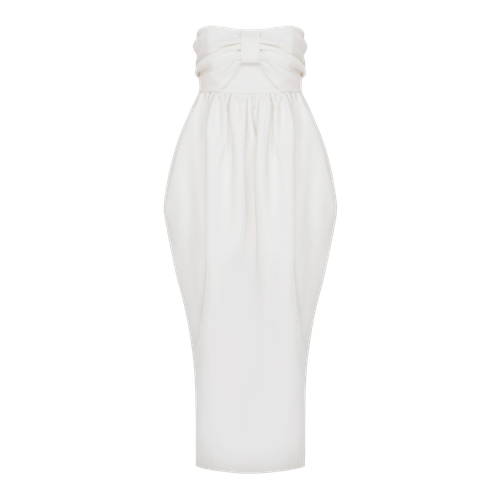 Jeanne Balloon Midi Dress in Blanc de Blanc - Nazli Ceren - Modalova