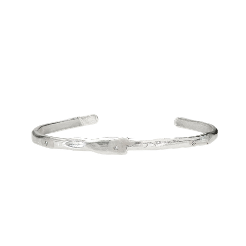 Sterling Silver W/ Diamonds Thin Cuff - Ali Grace Jewelry - Modalova