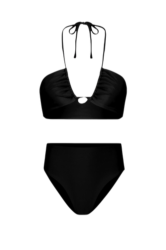 Bahia Bikini with Pearl & High-Waisted Bottom in Black - Bottom - Sara Cristina - Modalova