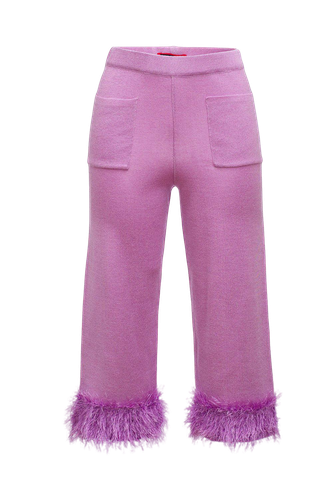 Lavender Knit Pants With Handmade Knit Details - ANDREEVA - Modalova