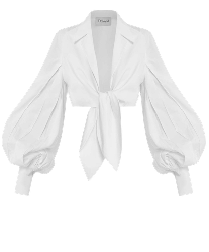 Cropped Tie-front Shirt - Dalood - Modalova