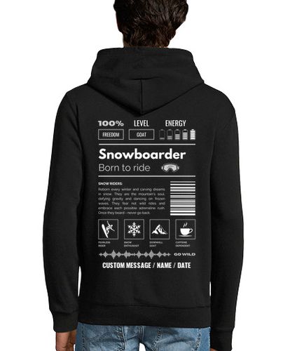 Sudadera Con Capucha Para Hombre SNOWBOARDER 1 - TEXTO PERSONALIZADO laTostadora - latostadora.com - Modalova