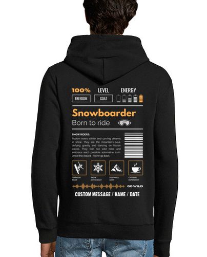 Sudadera Con Capucha Para Hombre SNOWBOARDER 2 - TEXTO PERSONALIZADO laTostadora - latostadora.com - Modalova