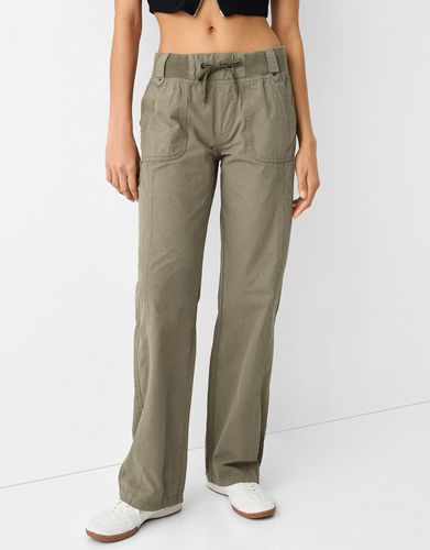 Pantalón Straight Algodón Cintura Canalé Mujer 10-12 - Bershka - Modalova