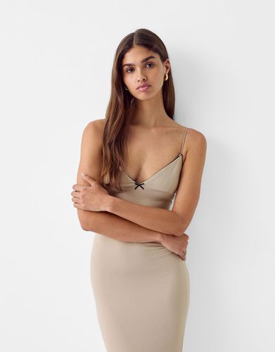 Vestido Midi Tirantes Lazo Mujer M - Bershka - Modalova