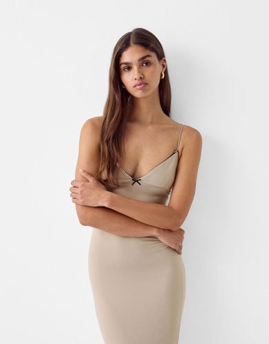 Vestido Midi Tirantes Lazo Mujer Xs - Bershka - Modalova