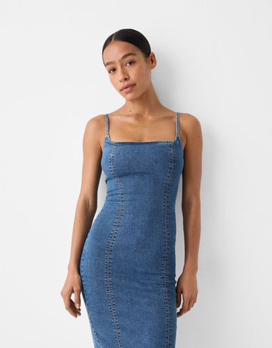 Vestido Denim Largo Tirantes Mujer Xl - Bershka - Modalova