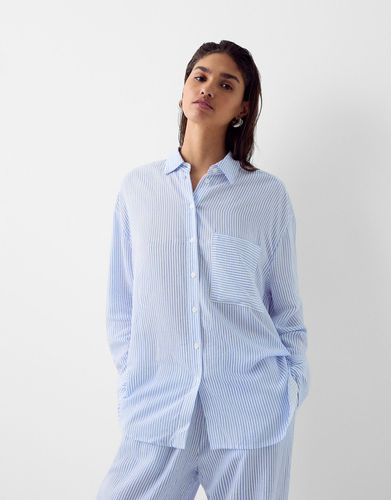 Camisa Manga Larga Oversize Rústica Mujer L - Bershka - Modalova