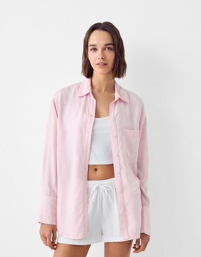 Camisa Manga Larga Oversize Rústica Mujer L - Bershka - Modalova