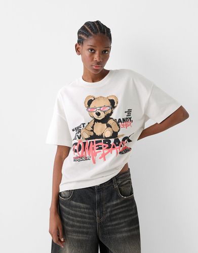 Camiseta Manga Corta Oversize Print Mujer 10-12 - Bershka - Modalova