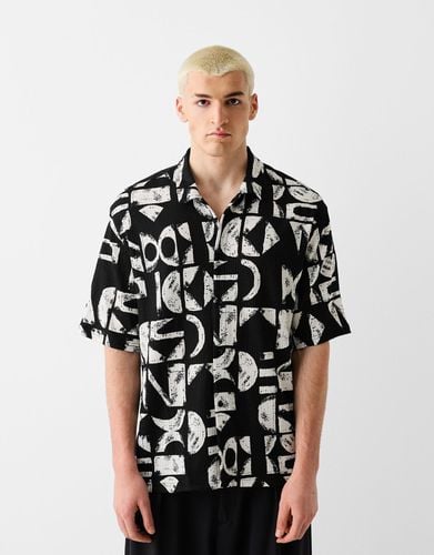 Camisa Manga Corta Textura Print Hombre M - Bershka - Modalova