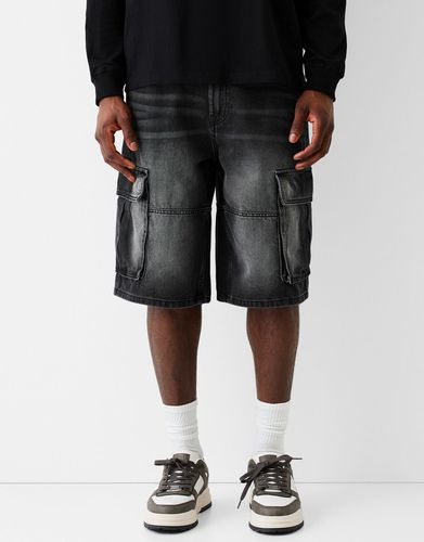 Bermuda Denim Baggy Cargo Hombre 36 - Bershka - Modalova