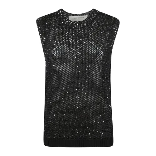 Mesh knit top with sequins and contrasting details - Golden Goose - Modalova