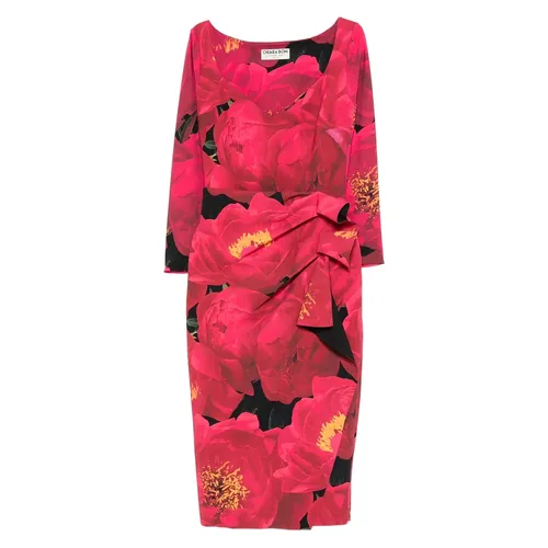Rosa Blumenmuster Drapiertes Midi-Kleid - Chiara Boni - Modalova