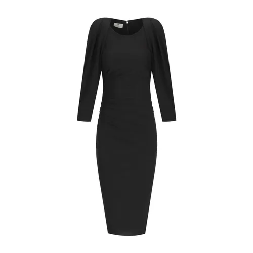 Schwarzes Crêpe Jersey Drapiertes Kleid - Elisabetta Franchi - Modalova