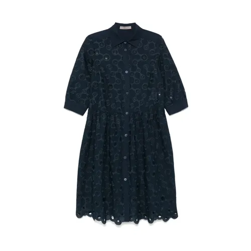 Dunkelblaues Besticktes Midi-Kleid - D.Exterior - Modalova