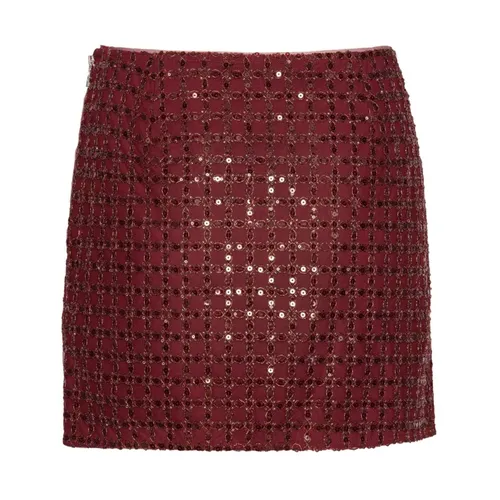 Sequin Grid Mini Skirt Bordeaux - Rotate Birger Christensen - Modalova