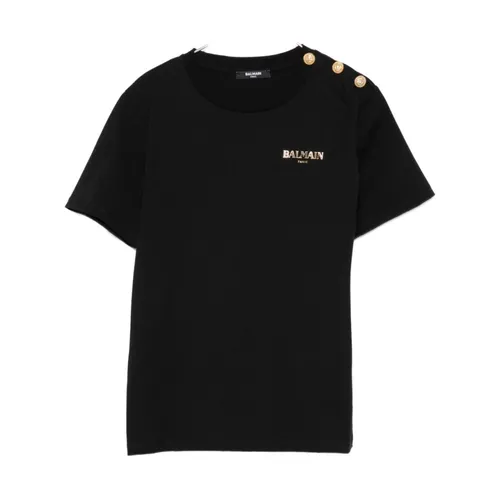 Black & Gold Stylish Girl's T-Shirt - Balmain - Modalova