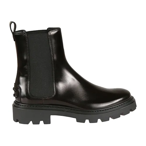 Black Leather Ankle Boot Rubber Sole - Tod's - Modalova