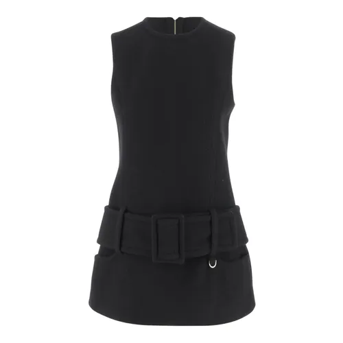 Black Wool Mini Dress with Belt - Patou - Modalova