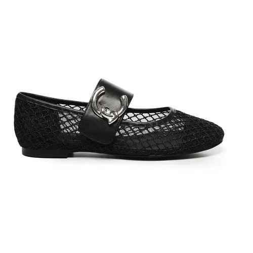 Black Mesh Flat Shoes with Logo - Coccinelle - Modalova