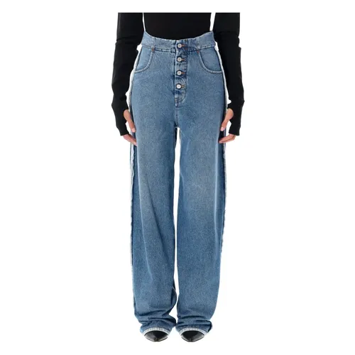 High-Waisted Light Blue Denim Jeans - MM6 Maison Margiela - Modalova