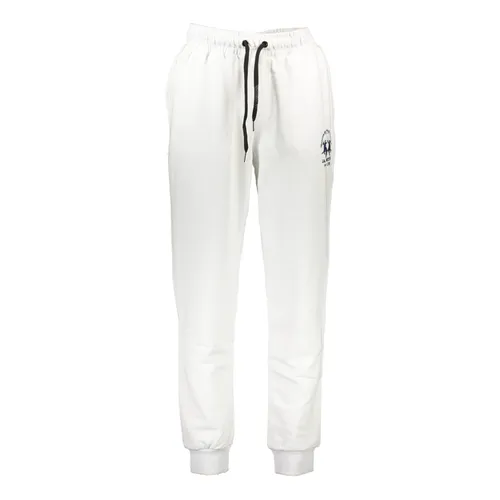 Sporty White Men's Pants with Elastic Waist - La Martina - Modalova