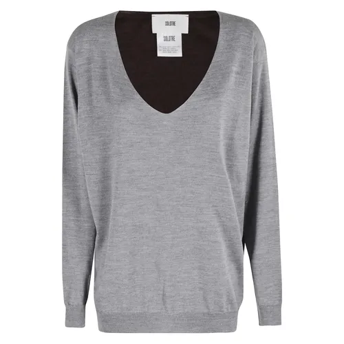 Knitwear > V-neck Knitwear - - Solotre - Modalova