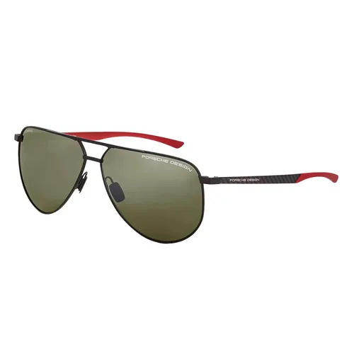 Matte Black Polarized Sunglasses Green Mirrored - Porsche Design - Modalova