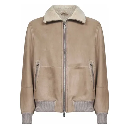 Jackets > Leather Jackets - - Brunello Cucinelli - Modalova