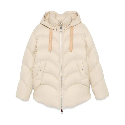Long Beige Puffer Down Jacket - Khrisjoy - Modalova