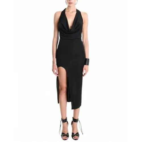 Black Halter Maxi Dress Modern Style - La Haine Inside Us - Modalova