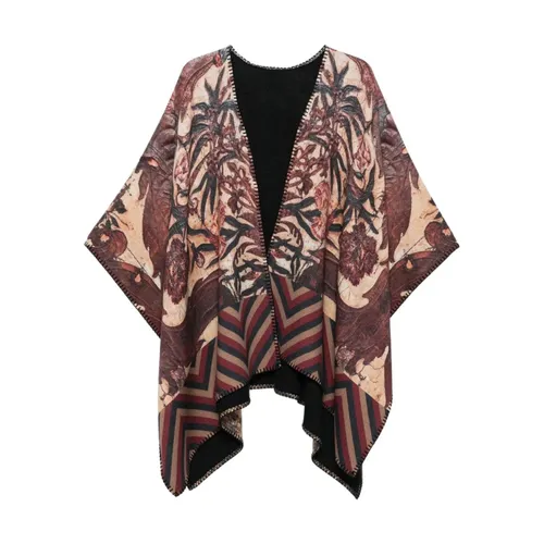 Brown Floral Wool Cape Jacket - Pierre-Louis Mascia - Modalova