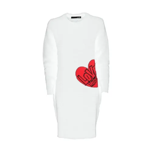 Heart Sweater Dress Ribbed Knit - Love Moschino - Modalova