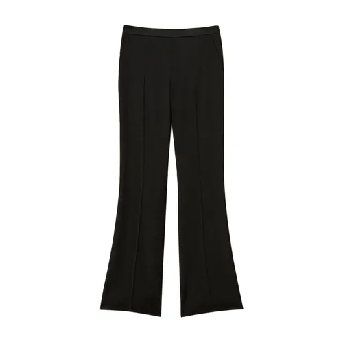 Black Wool Trousers with Satin Waistband - Twinset - Modalova
