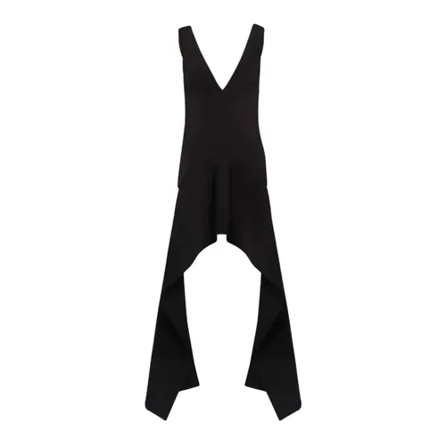 Schwarzes Drapiertes V-Ausschnitt Kleid - JW Anderson - Modalova