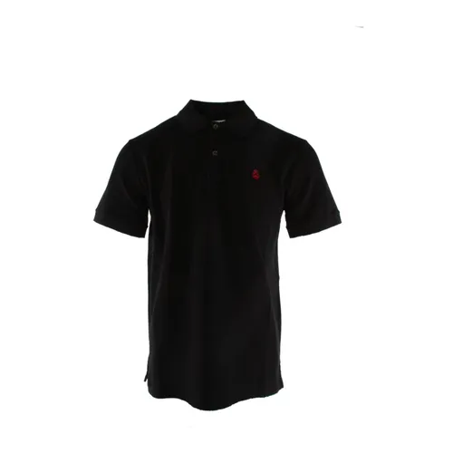 Black Cotton T-Polo for Men - Alexander McQueen - Modalova